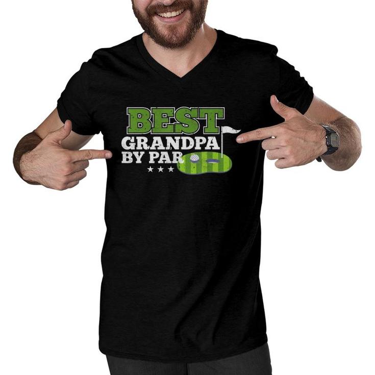 Best Grandpa By Par Golf Sports Lover Grandpa Men V-Neck Tshirt