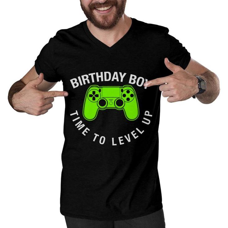 Birthday Boy Time To Level Up Boy Matching Video Gamer Men V-Neck Tshirt