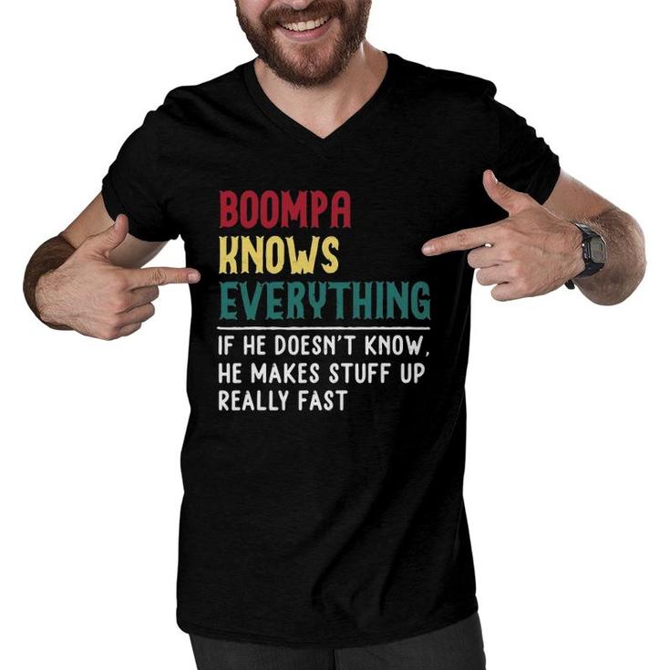 Boompa Know Everything Fathers Day For Funny Grandpa Boompa Men V-Neck Tshirt