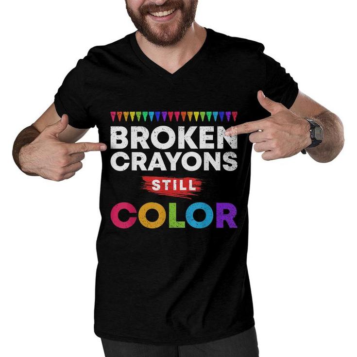 Broken Crayons Still Color Supporter Mental Health Awareness  Men V-Neck Tshirt