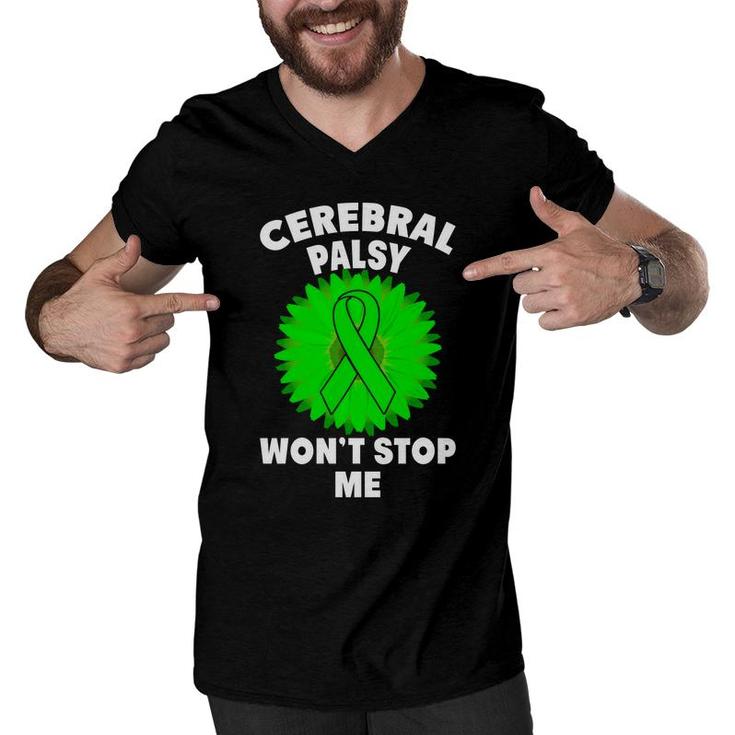 Cerebral Palsy Awareness Sonnenblume Wont Stop Me Men V-Neck Tshirt