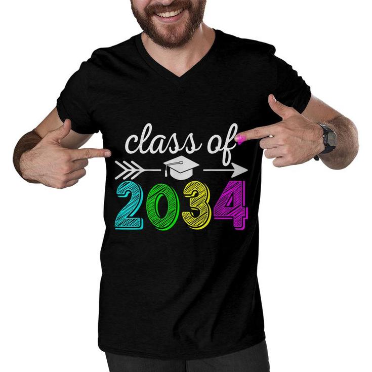 Class Of 2034 Grow With Me Hello Kindergarten Back To School  Men V-Neck Tshirt