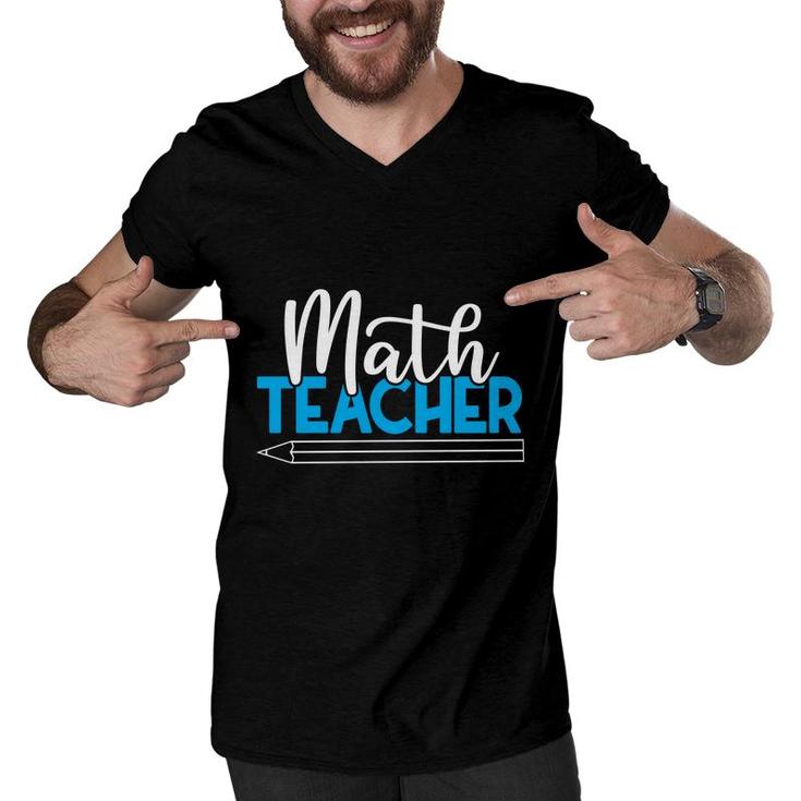 Cool Blue White Pencil Design Math Teacher Gifts Men V-Neck Tshirt