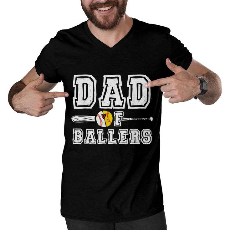 Dad Of Ballers Funny Dad Of Baseball And Softball Player  Men V-Neck Tshirt