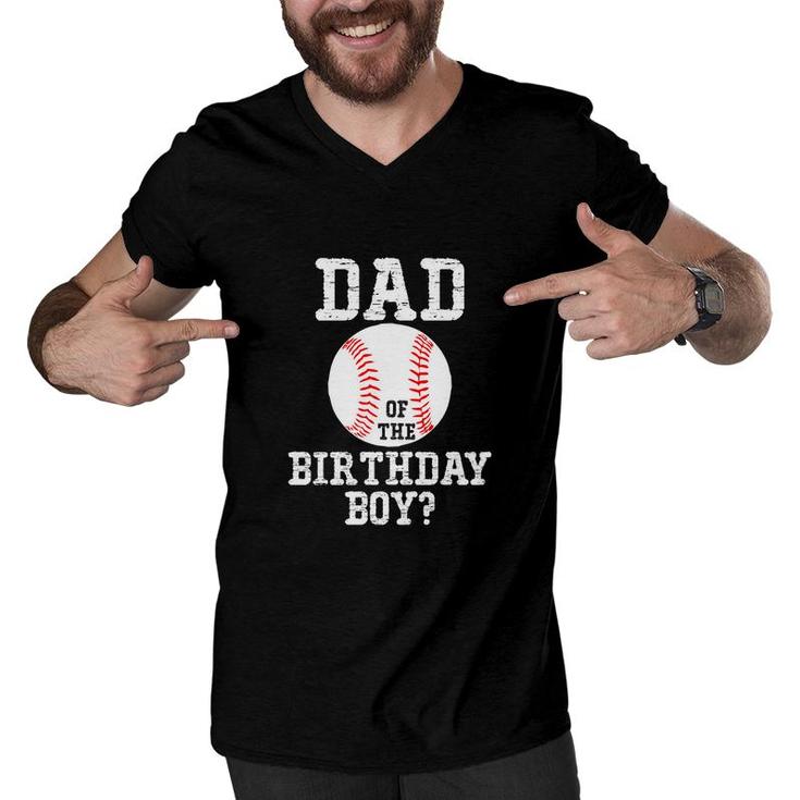 Dad Of The Birthday Boy Sport Is Playing Tennis Ball Men V-Neck Tshirt