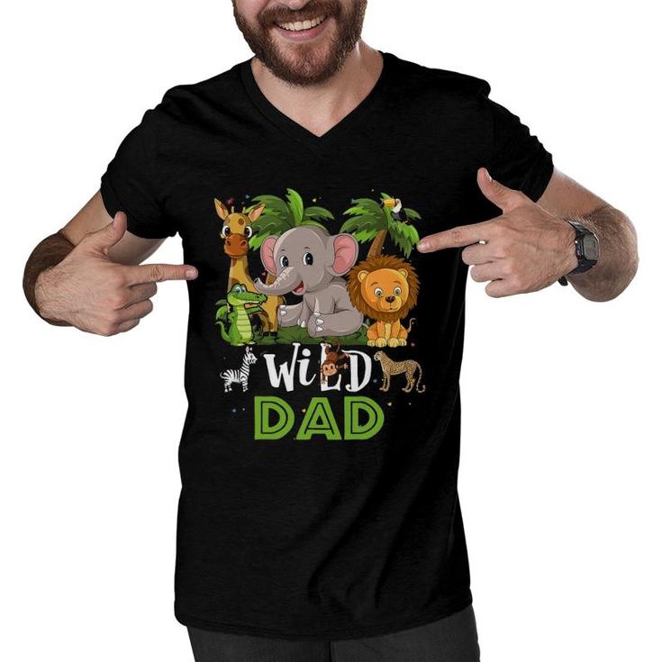 Dad Of The Wild Zoo Birthday Safari Jungle Animal Funny Men V-Neck Tshirt