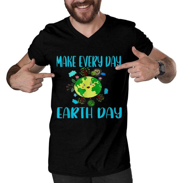Earth Day 2022 Make Every Day Earth Day Teacher Kids Funny  Men V-Neck Tshirt