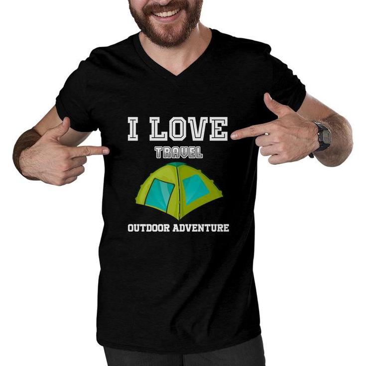 Explore Lover Says I Love Travel Outdoor Adventure Men V-Neck Tshirt