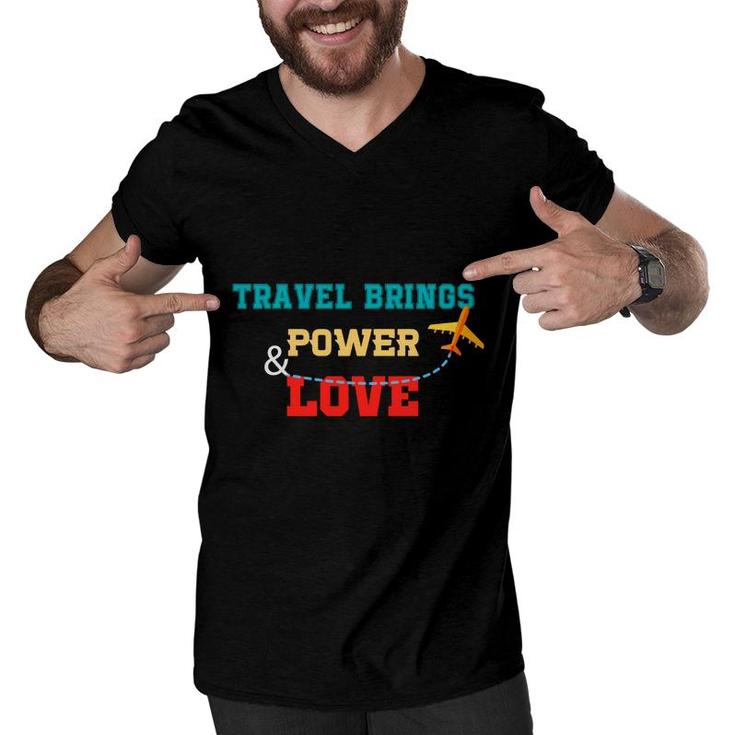 Explore Lover Thinks Travel Bring Power And Love Nature Men V-Neck Tshirt