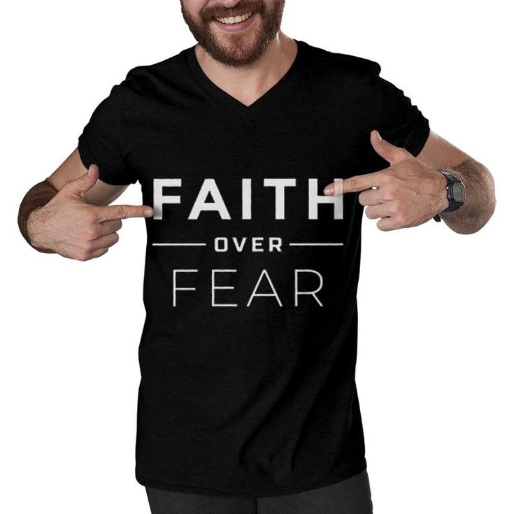 Faith Over Fear Basic Design 2022 Gift Men V-Neck Tshirt