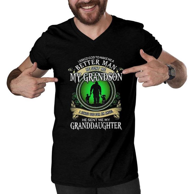 Family Vintage My Grandson New Trend 2022 Men V-Neck Tshirt