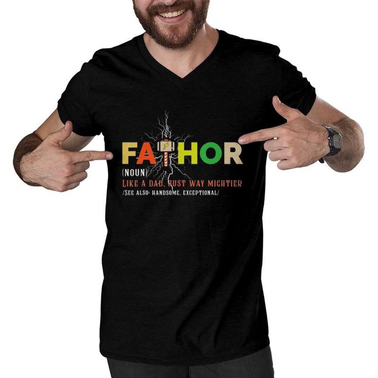 Fathor Funny Fathers Day Dad Gift Fat Hor  Men V-Neck Tshirt