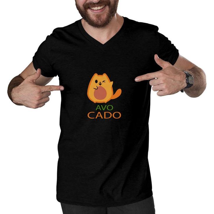 Funny Avocado Cute Cat Animal Gift For Animal Lover Men V-Neck Tshirt