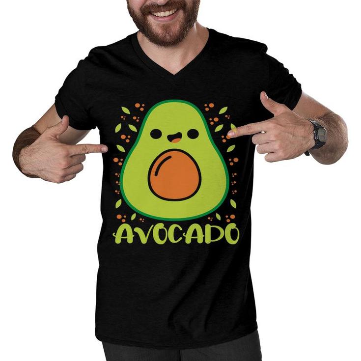 Funny Avocado Happy Avocado Green Color Men V-Neck Tshirt