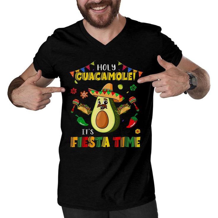 Funny Cinco De Mayo Holy Guacamole Its Fiesta Time Avocado  Men V-Neck Tshirt