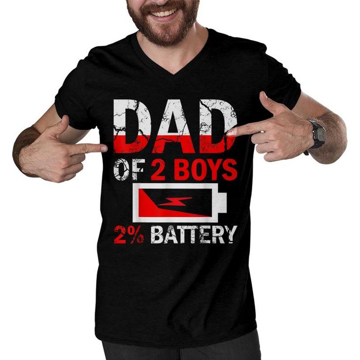 Funny Dad Of 2 Boys Daddy Fathers Day Birthday For Men   Men V-Neck Tshirt