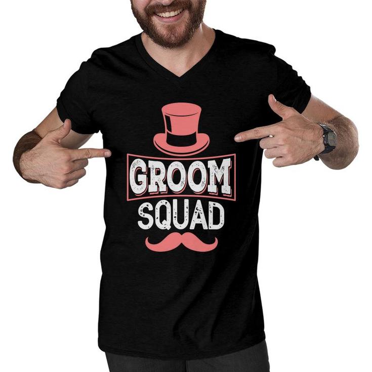 Funny Groom Squad Pink Beard Groom Bachelor Party Men V-Neck Tshirt