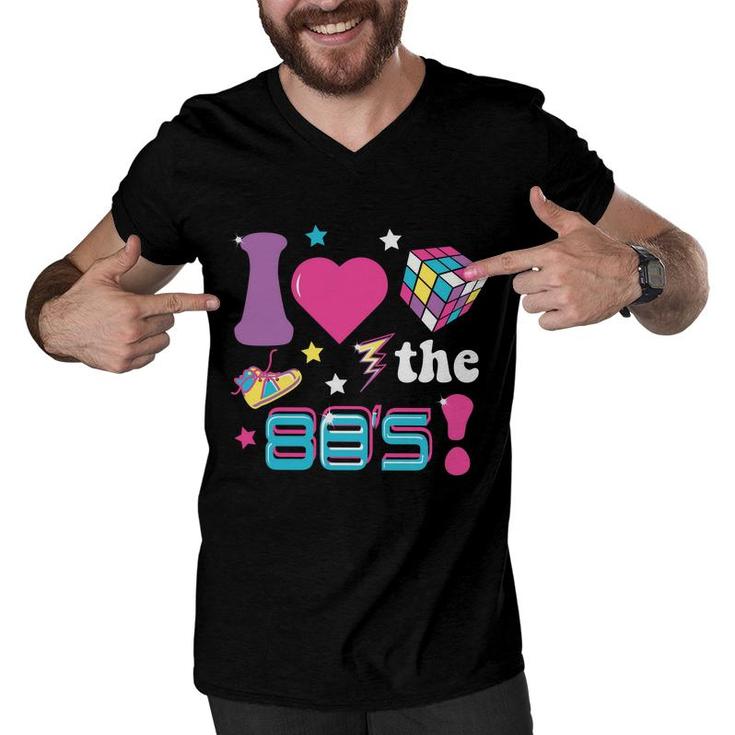 Funny I Love The 80S Retro Party Rubik Music 80S 90S Men V-Neck Tshirt
