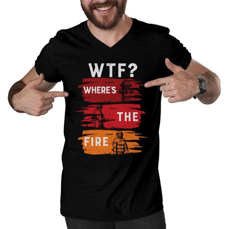 Funny Job Where The Fire Firefighter Meaningful  Men V-Neck Tshirt