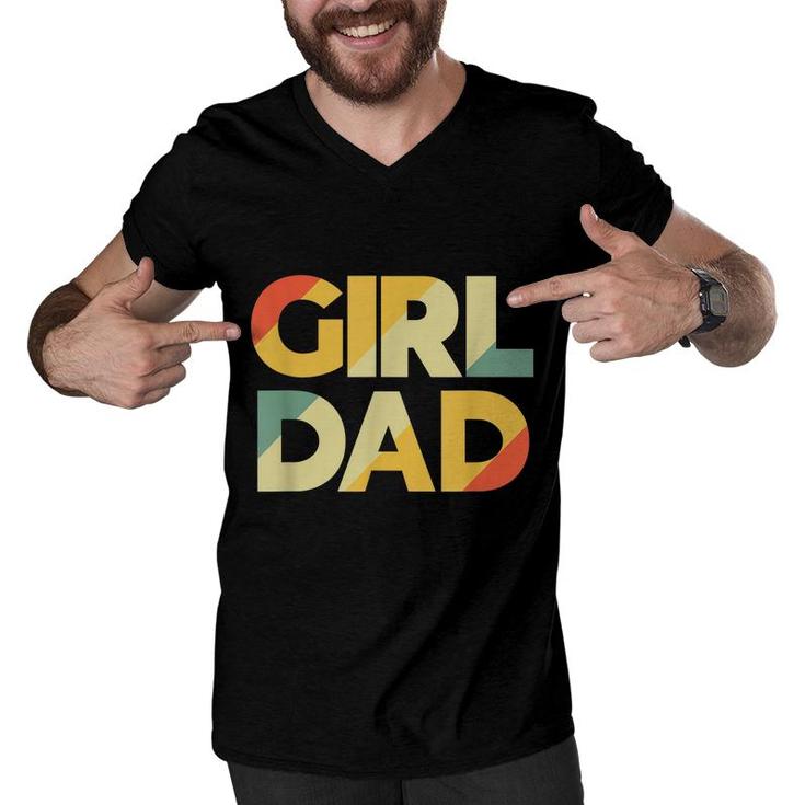 Girl Dad Vintage Daddy Fathers Day Daughter Bady Girl Dad  Men V-Neck Tshirt