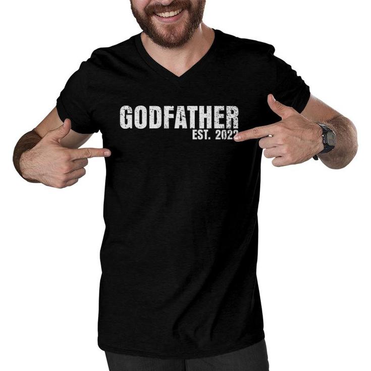 Godfather Est 2022 Fathers Day God Dad Announcement Reveal Men V-Neck Tshirt