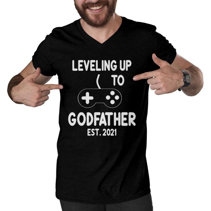 Godfather Proposal Gift 2021 Leveling Up Video Game Lovers Men V-Neck Tshirt