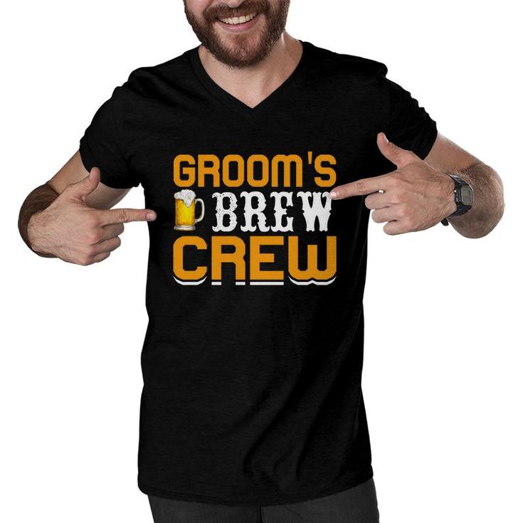 Groom Bachelor Party Grooms Brew Crew Men V-Neck Tshirt