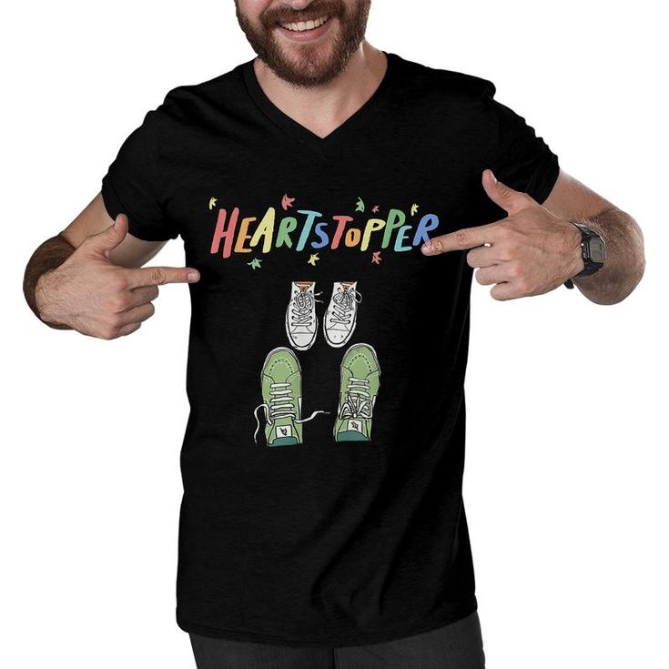 Heartstoppers Leaves Cute Shoes Heartstopper Love  Men V-Neck Tshirt