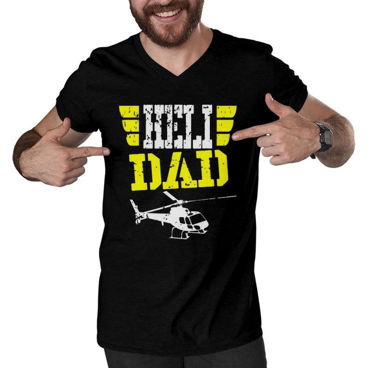 Helicopter Pilot Dad Funny Fathers Day Gift Husband Men V-Neck Tshirt