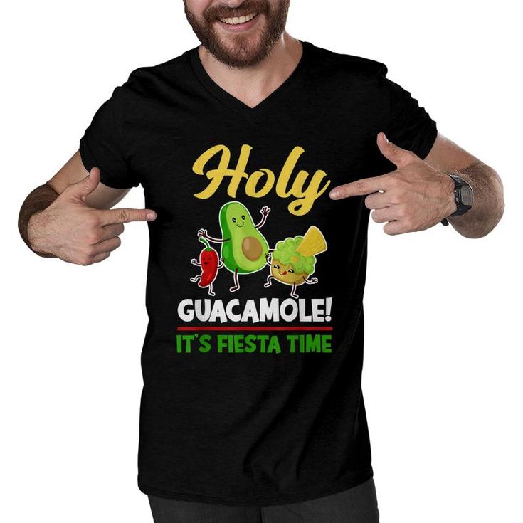 Holy Guacamole Its Fiesta Time Funny Avocado Cinco De Mayo  Men V-Neck Tshirt