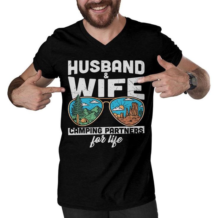 Husband Wife Camping Partners For Life Design New Men V-Neck Tshirt