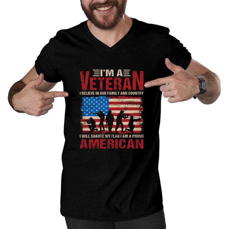 I Am A Veteran 2022 I Believe In God Family And Country Men V-Neck Tshirt