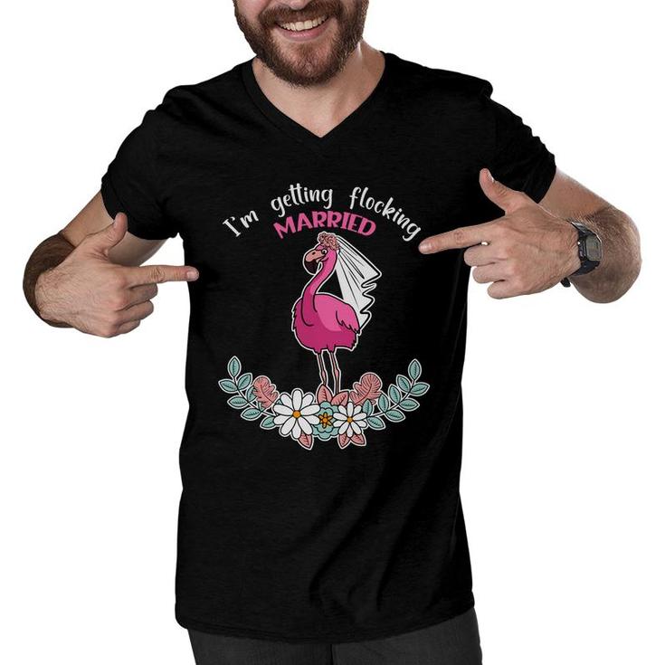 I Am Getting Married Flocking Married Flamingo Men V-Neck Tshirt