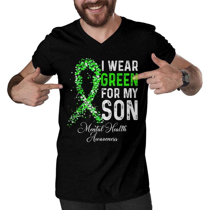 I Wear Green For My Son Mental Health Awareness Month  Men V-Neck Tshirt