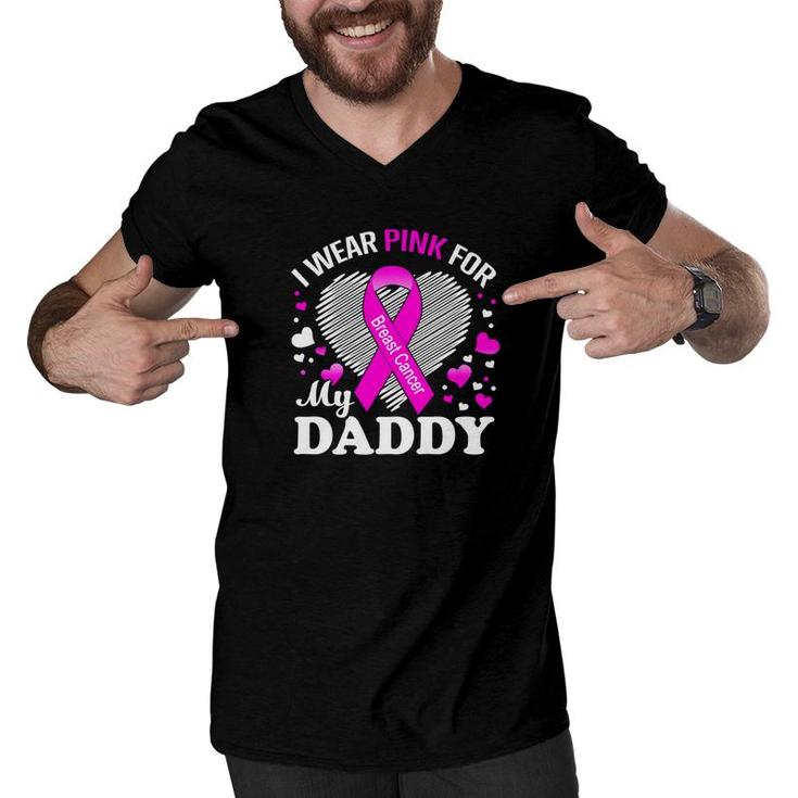 I Wear Pink For My Daddy Breast Cancer Awareness Shirt Men V-Neck Tshirt
