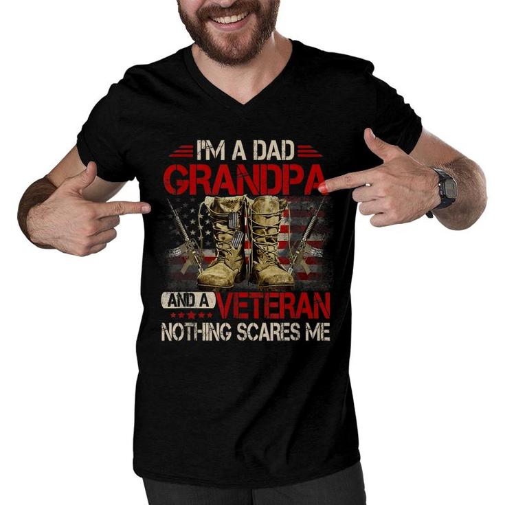Im A Dad Grandpa And A Veteran American Flag Gists For Dad  Men V-Neck Tshirt