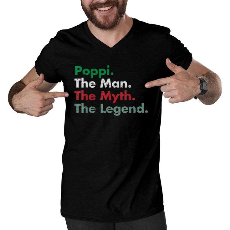 Italian Poppi Man Myth Legend Father Dad Uncle Gift Idea Men V-Neck Tshirt