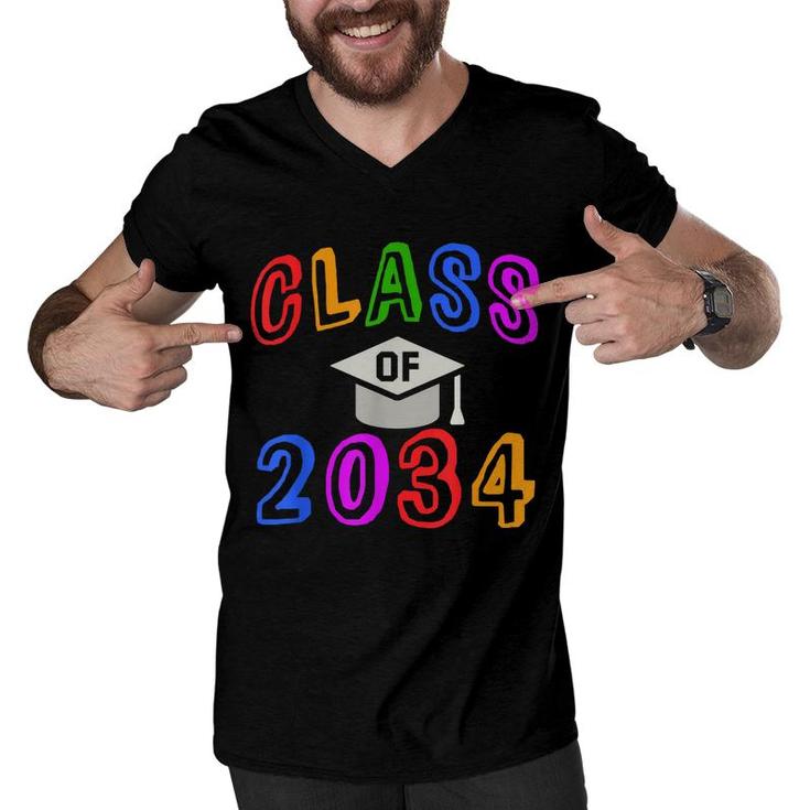 Kindergarten Graduation Year Class Of 2034 Grow Up With Me  Men V-Neck Tshirt