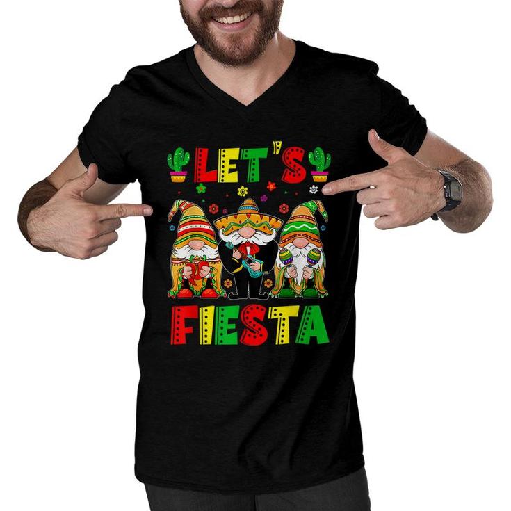 Lets Fiesta Poncho Sombrero Mexican Gnomes Cinco De Mayo  Men V-Neck Tshirt