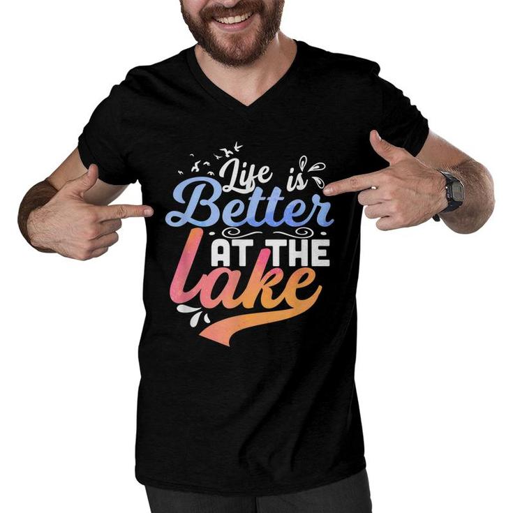 Life Is Better At The Lake Fishing Boating Lake Life Design  Men V-Neck Tshirt