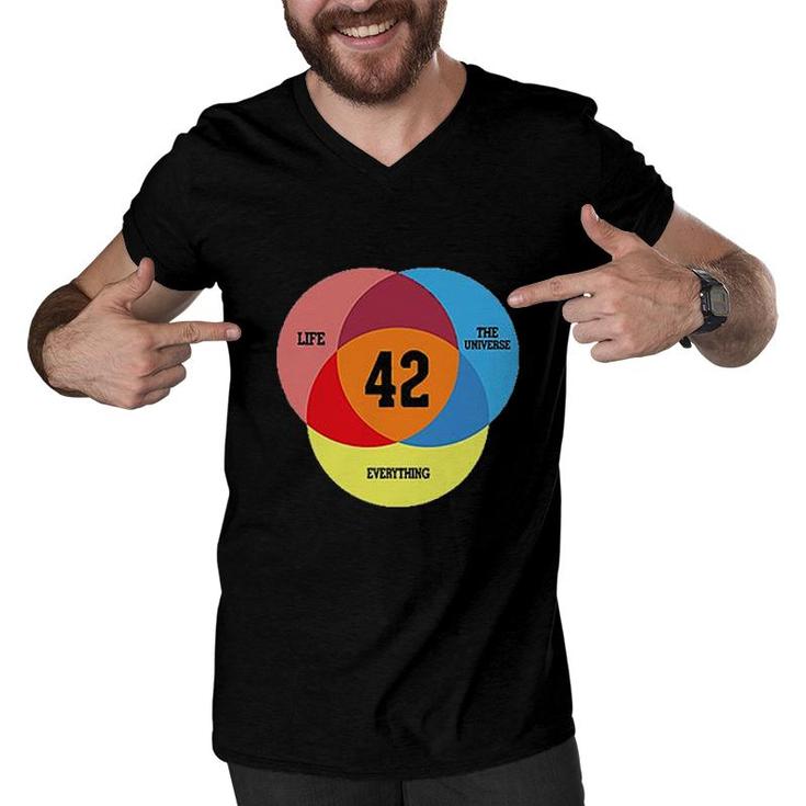 Life The Universe Everything 42 Three Primary Colors Graphic 2022 Men V-Neck Tshirt