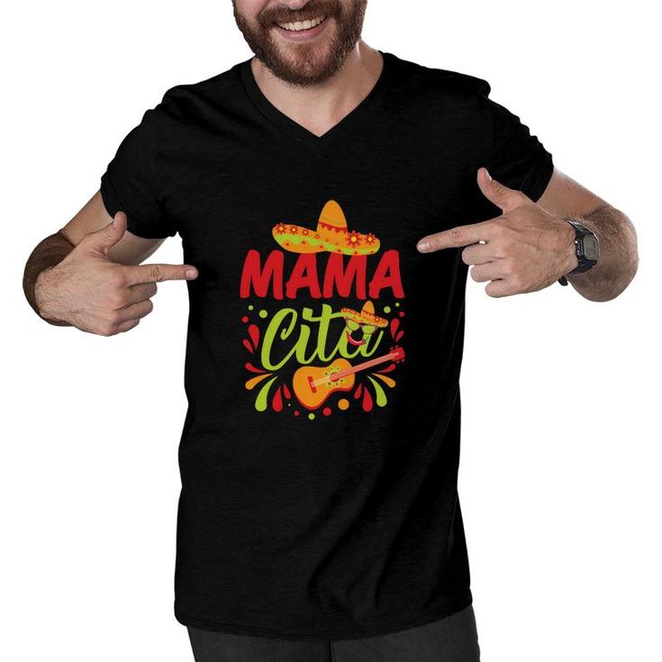 Mama Cita Hat Guitar Colorful Great Gift Men V-Neck Tshirt