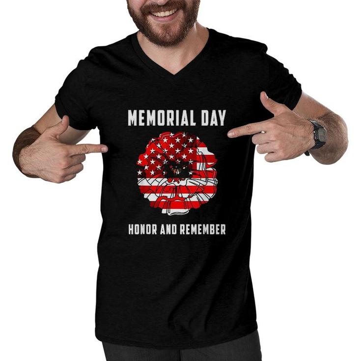 Memorial Day Remember And Honor Proud Veteran Men V-Neck Tshirt
