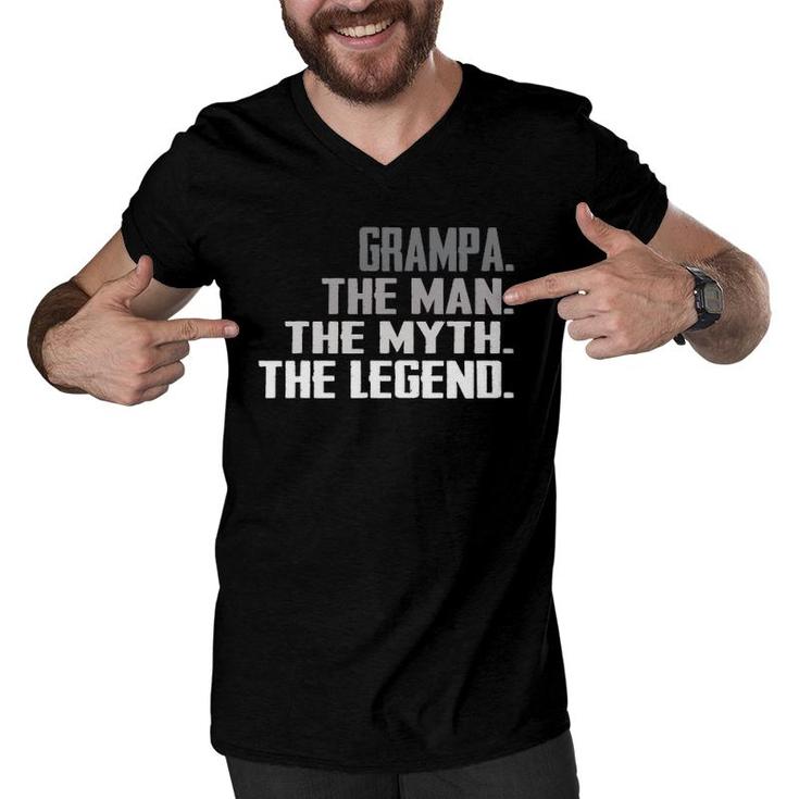 Men Grampa The Man The Myth The Legend  Fathers Day Gift Men V-Neck Tshirt