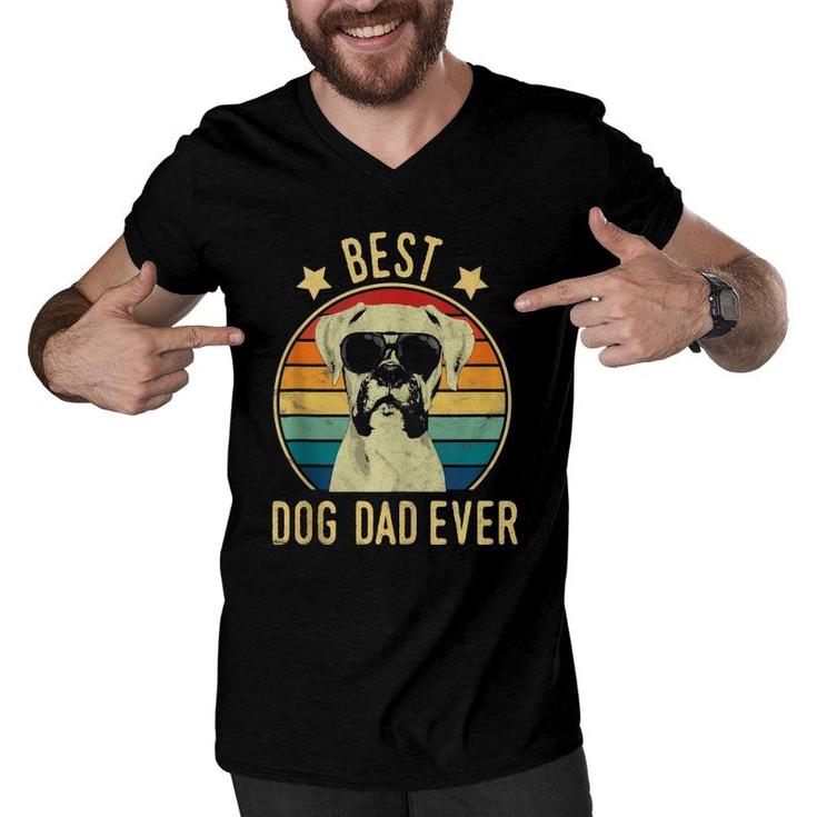 Mens Best Dog Dad Ever Boxer Fathers Day Men V-Neck Tshirt