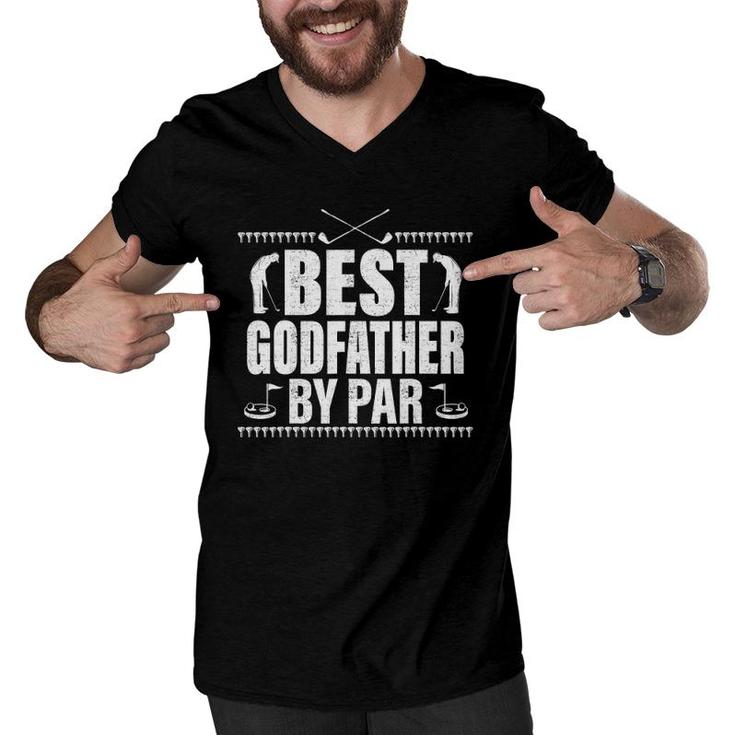 Mens Best Godfather By Par Fathers Day Gifts Golf Lover Golfer Men V-Neck Tshirt