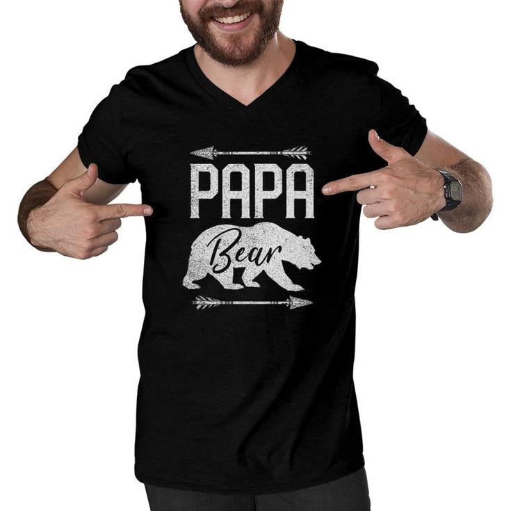 Mens Christmas Gift For Men Papa Bear Funny Dad Arrow Men V-Neck Tshirt