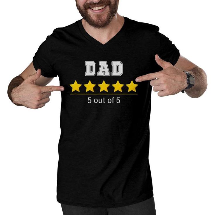 Mens Dad 5 Stars Cool Funny Family Fathers Day Gift For Father Men V-Neck Tshirt