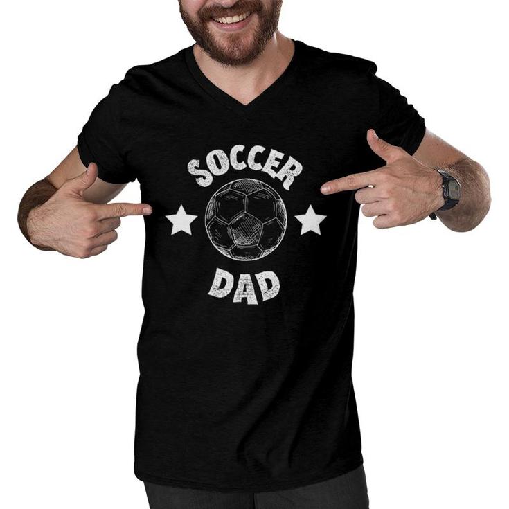 Mens Mens Soccer Dad Family Football Team Player Sport Father Men V-Neck Tshirt