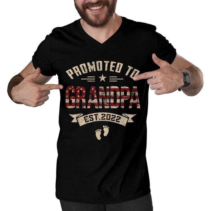 Mens New Grandpa Promoted To Grandpa Est2022  Men V-Neck Tshirt